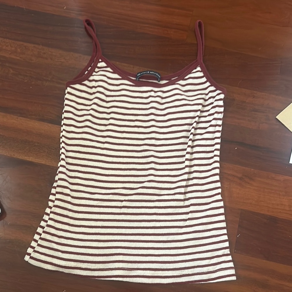 Striped Tank Top - Red and White - Brandy Melville